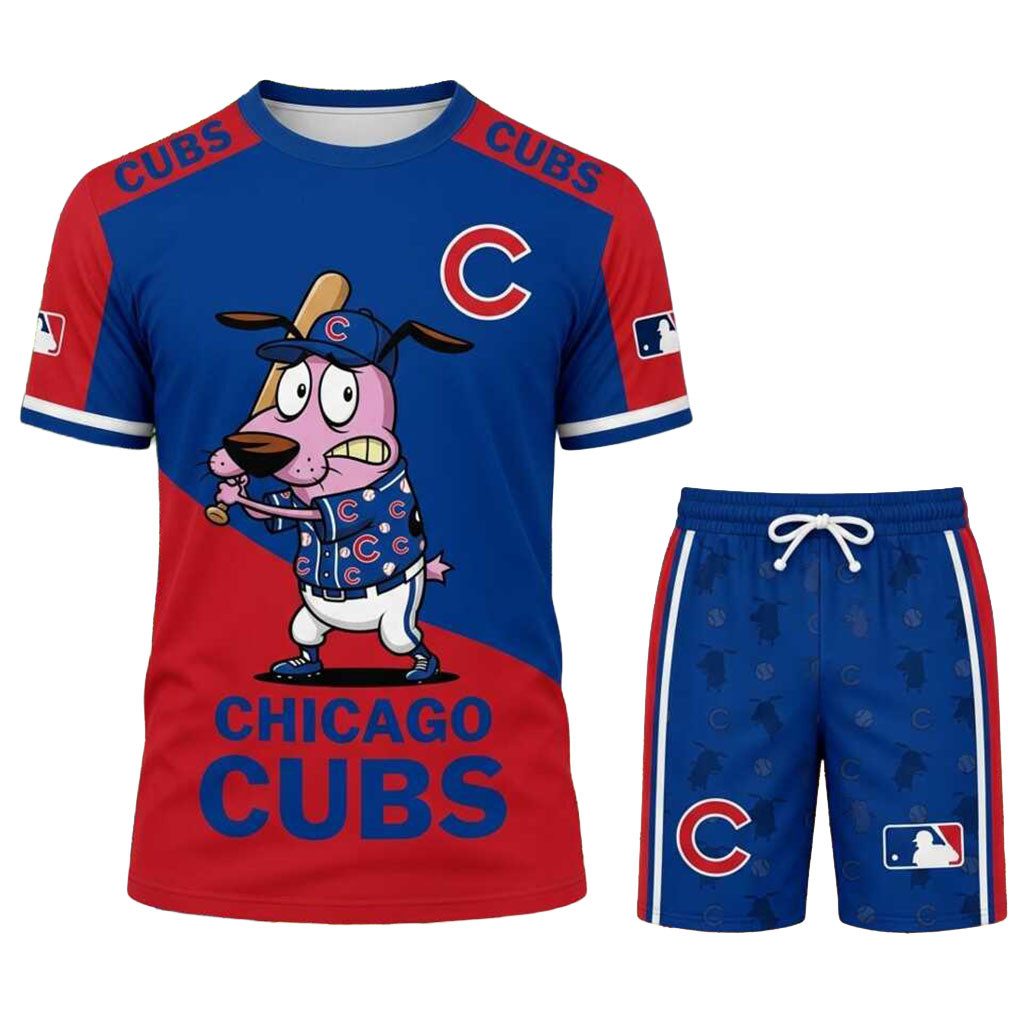 Chicago Cubs Courage The Cowardly Dog Shirt And Shorts Set Cubs Merch Gifts For Baseball Fan Chicago Cubs Courage The Cowardly Dog Shirt And Shorts Set Cubs Merch Gifts For Baseball Fan