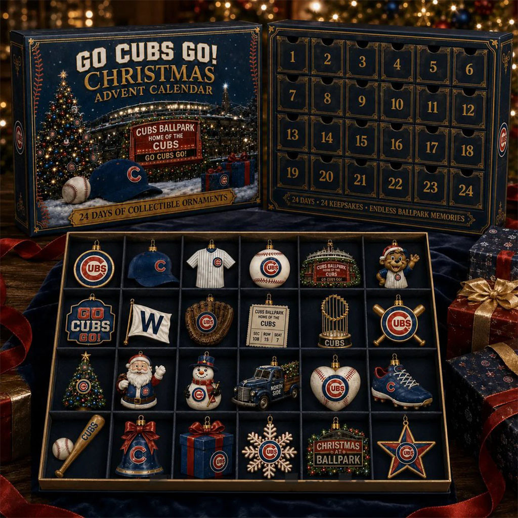 Chicago Cubs Merch Go Cubs Go Baseball Christmas 2026 Advent Calendar Christmas Tree Ornaments