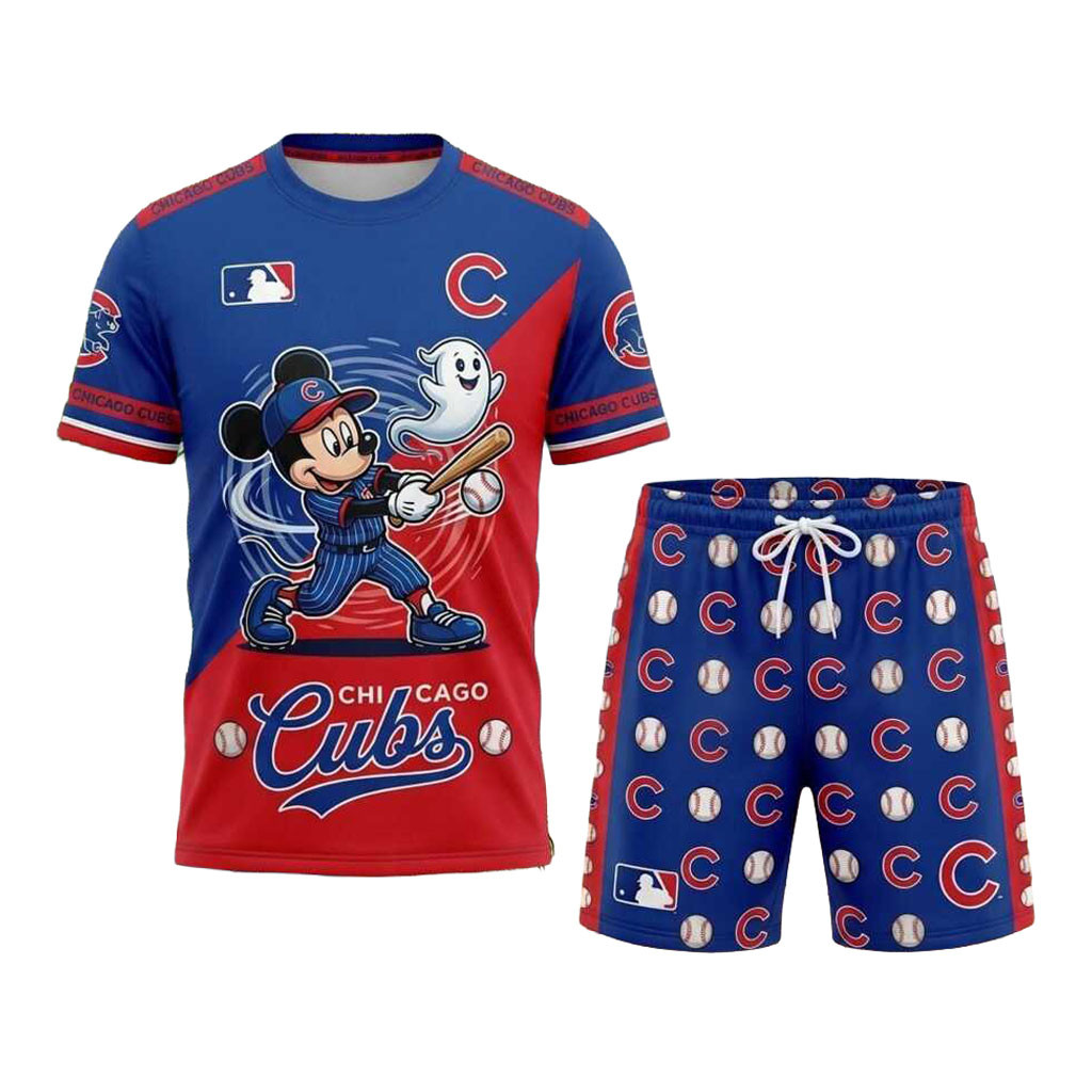 Chicago Cubs Mickey Mouse Halloween Ghost Shirt And Shorts Chicago Cubs Merch Baseball Fan Gift Chicago Cubs Mickey Mouse Halloween Ghost Shirt And Shorts Chicago Cubs Merch Baseball Fan Gift