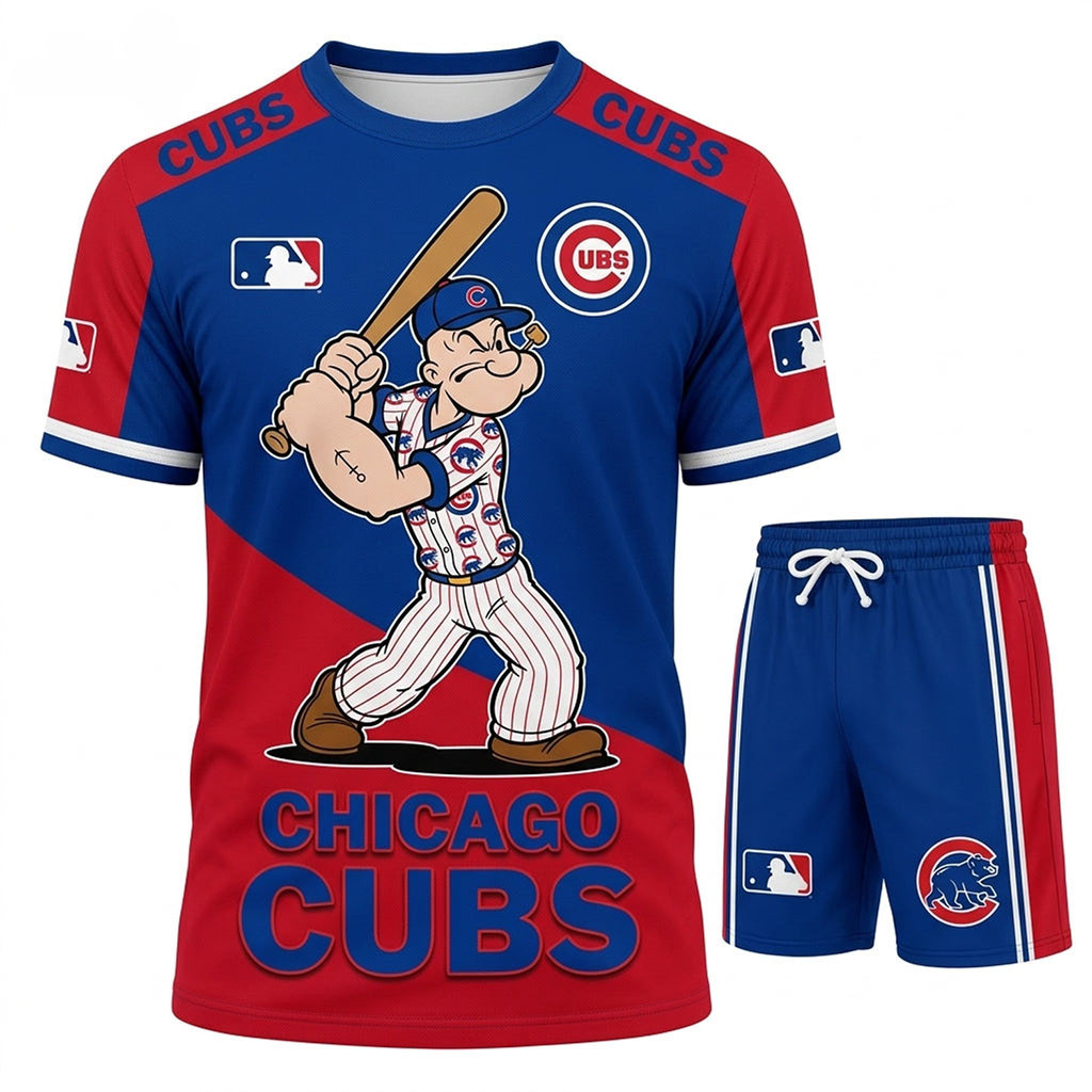Chicago Cubs X Popeye The Sailor T-Shirt And Shorts Set Cubs Merch Best Baseball Player Gifts Chicago Cubs X Popeye The Sailor T-Shirt And Shorts Set Cubs Merch Best Baseball Player Gifts