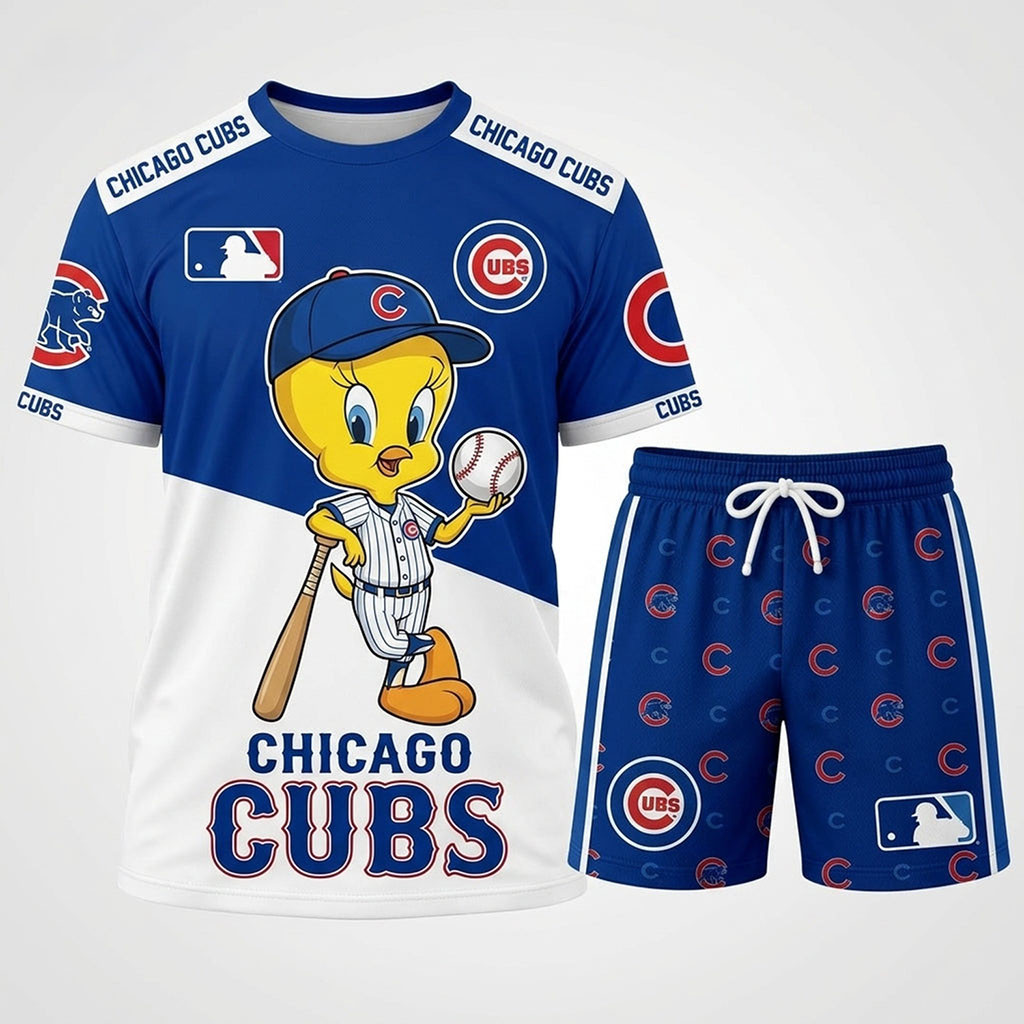 Chicago Cubs X Tweety Looney Tunes Shirt And Shorts Set Cubs Merch Gifts For Baseball Lovers