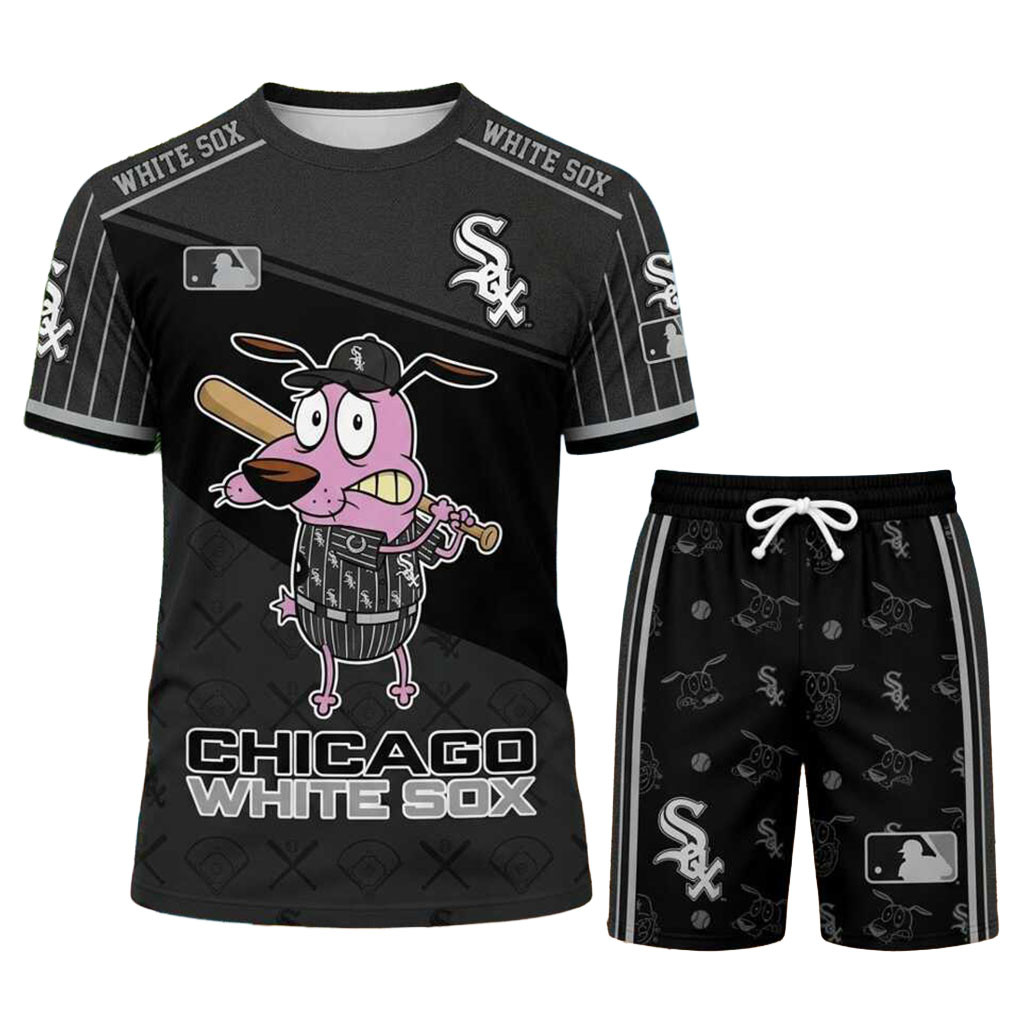 Chicago White Sox Courage The Cowardly Dog Shirt And Shorts Set White Sox Merch Gift For Fan