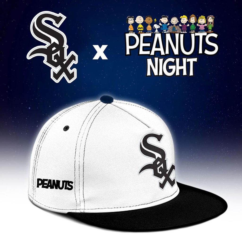 Chicago White Sox x Peanuts Night Snapback Hat White Sox Merch Gifts For Baseball Lovers