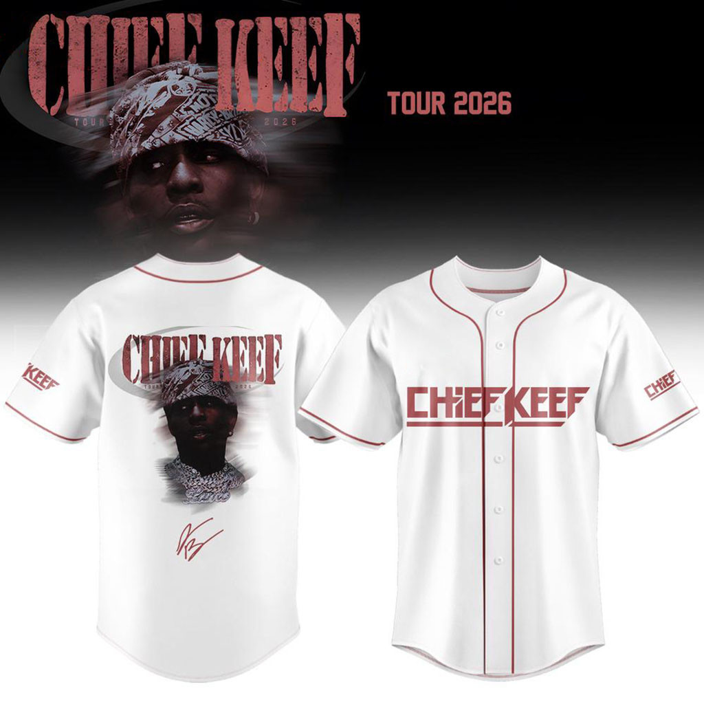 Chief Keef Tour 2026 Signature White Baseball Jersey Chief Keef Merch Gift For Hip Hop Lover