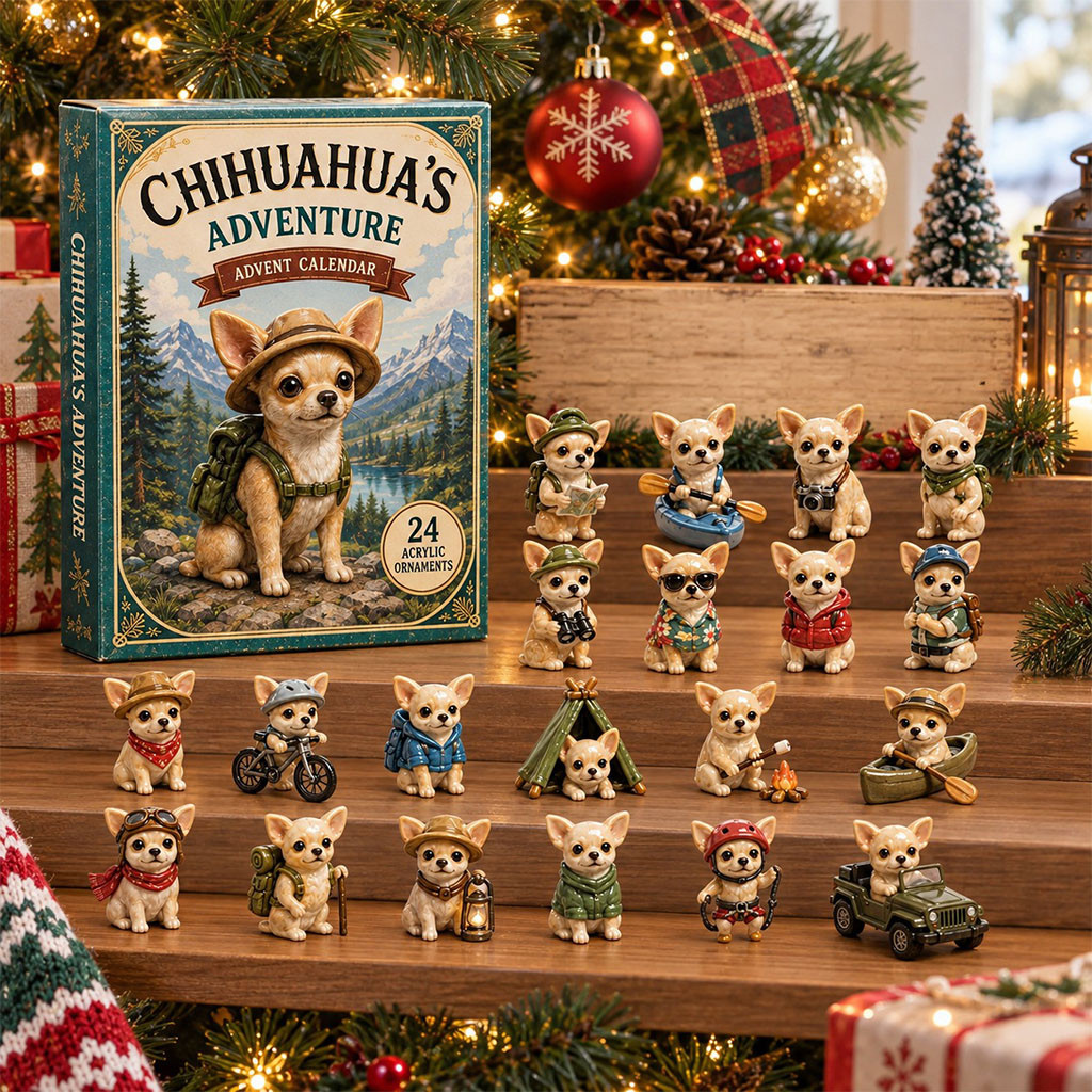 Chihuahua Outdoor Advent Calendar 2026 24 Days Xmas Tree Ornaments Dog Lovers Holiday Gift