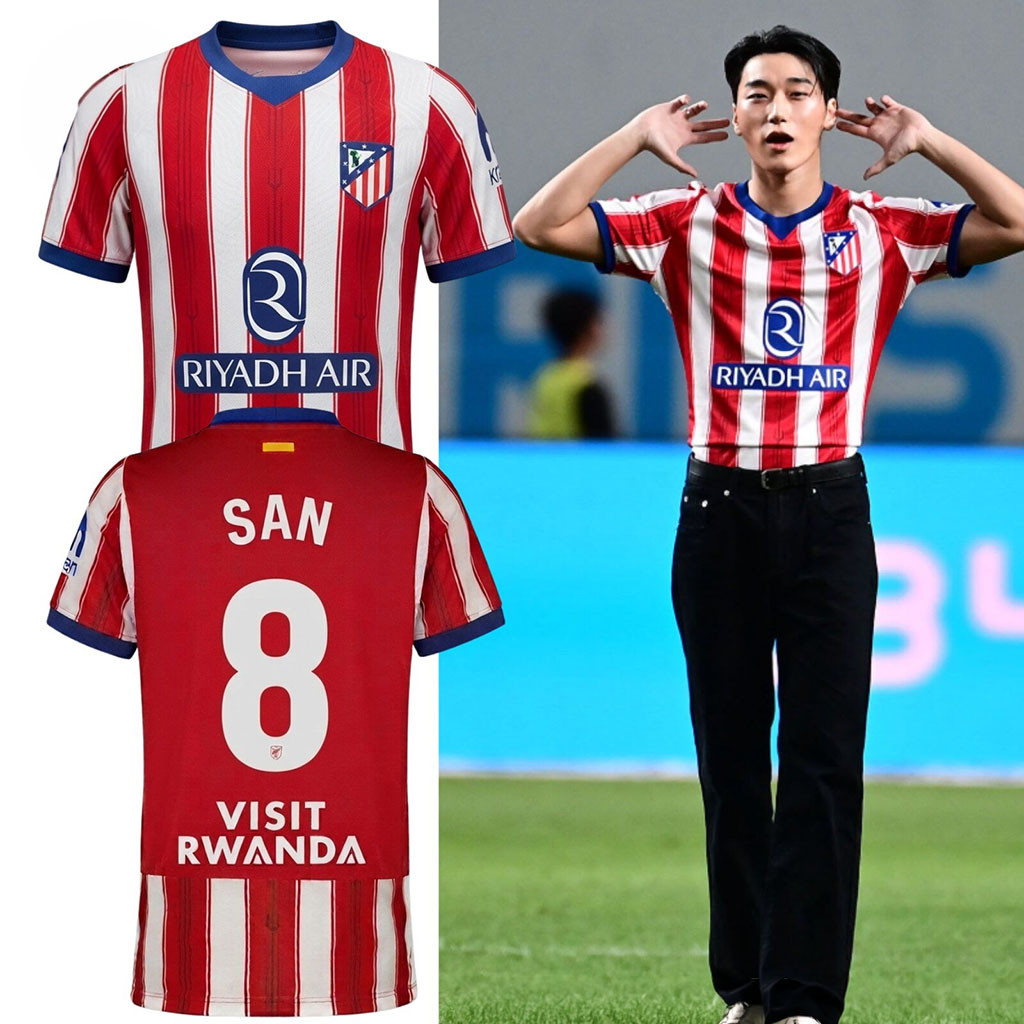 Choi San Ateez Atletico Madrid 2026 27 Home Jersey Coupang Play Series MUFC Vs Atletico Madrid