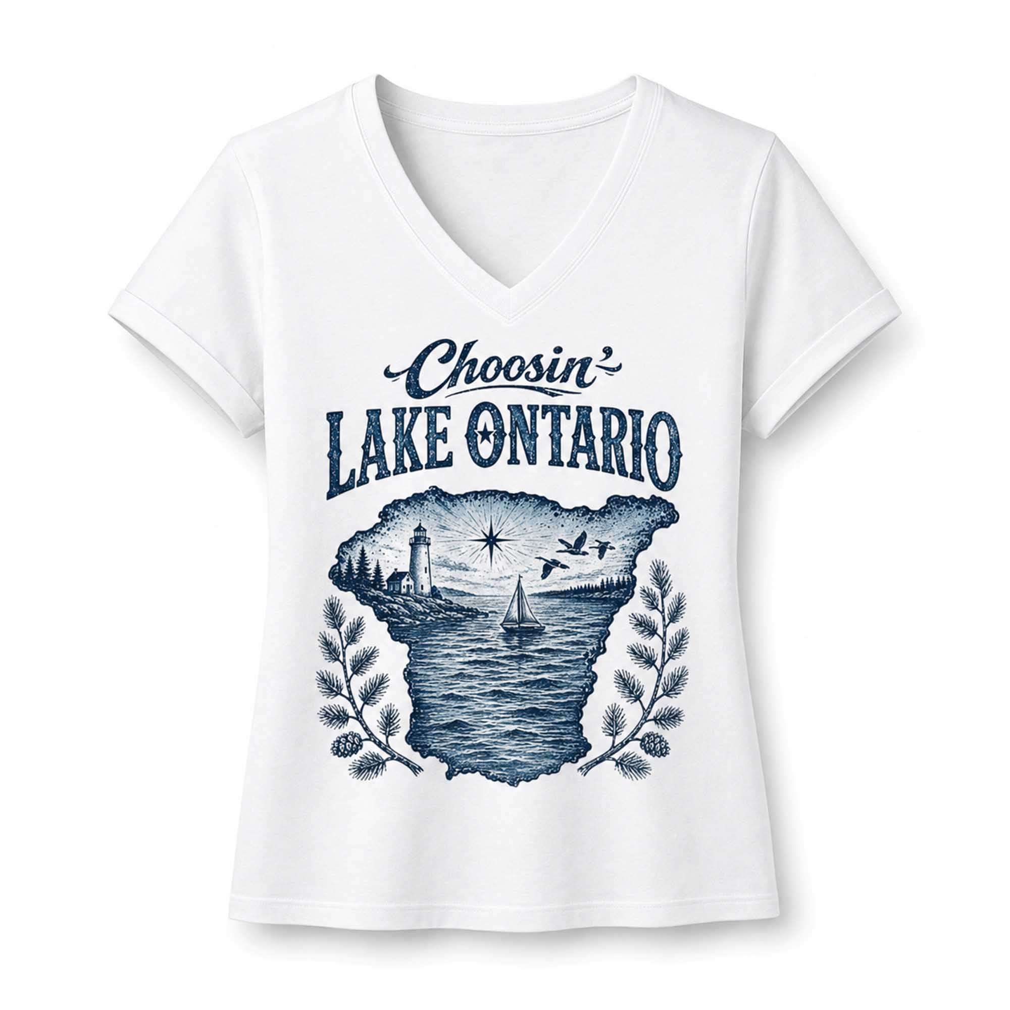 Choosin Lake Ontario V-Neck Shirt Great Lakes Summer Vacation Gift For Lake Lovers Choosin Lake Ontario V-Neck Shirt Great Lakes Summer Vacation Gift For Lake Lovers