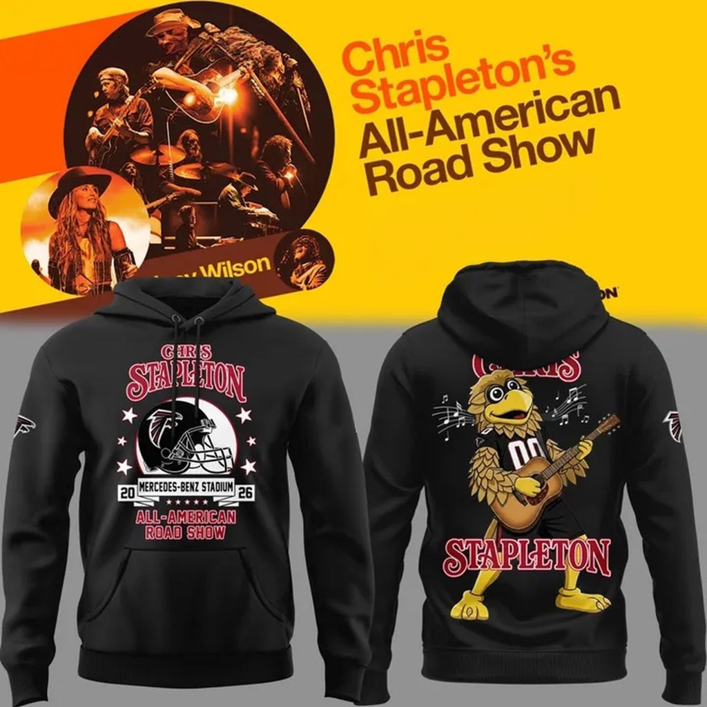 Chris Stapleton X Atlanta Falcons Merch All American Road Show 2026 Black Hoodie Fan Apparel