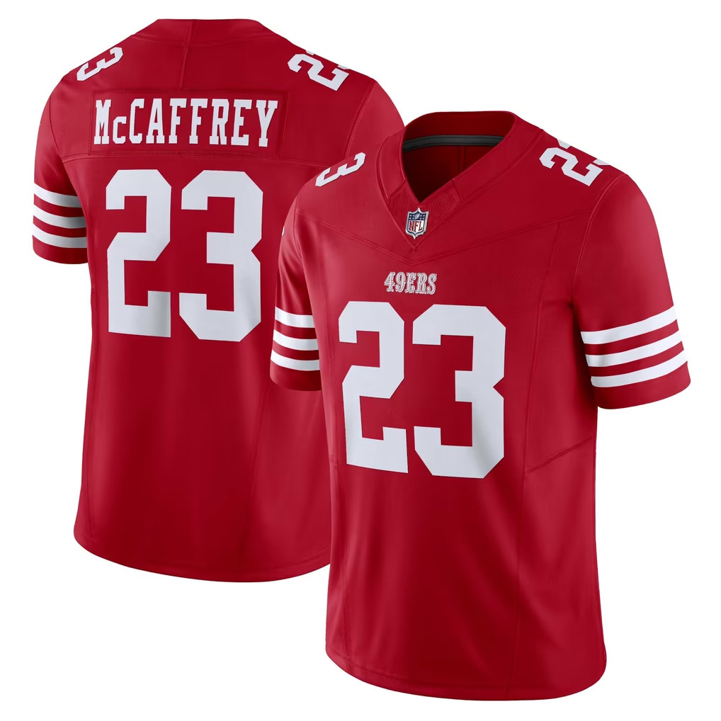 Christian McCaffrey #23 SF 49ers Rivalries Collection Jersey Red San Francisco 49ers Merch 2026