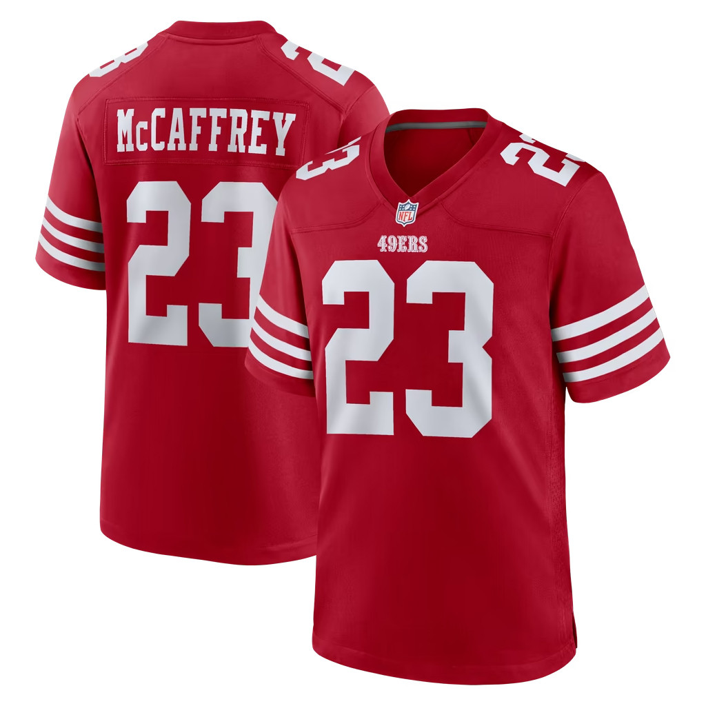 Christian McCaffrey #23 SF 49ers Rivalries Collection Red Jersey San Francisco 49ers Merch 2026