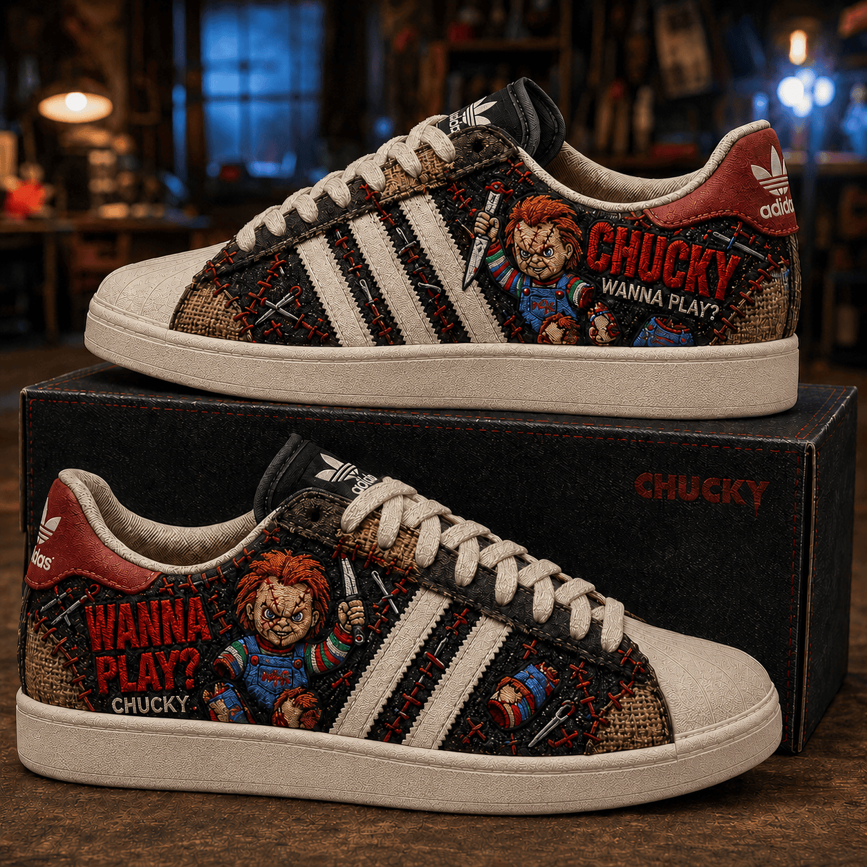 Chucky Wanna Play Sneakers Chucky Merch Halloween Gifts For Horror Lovers