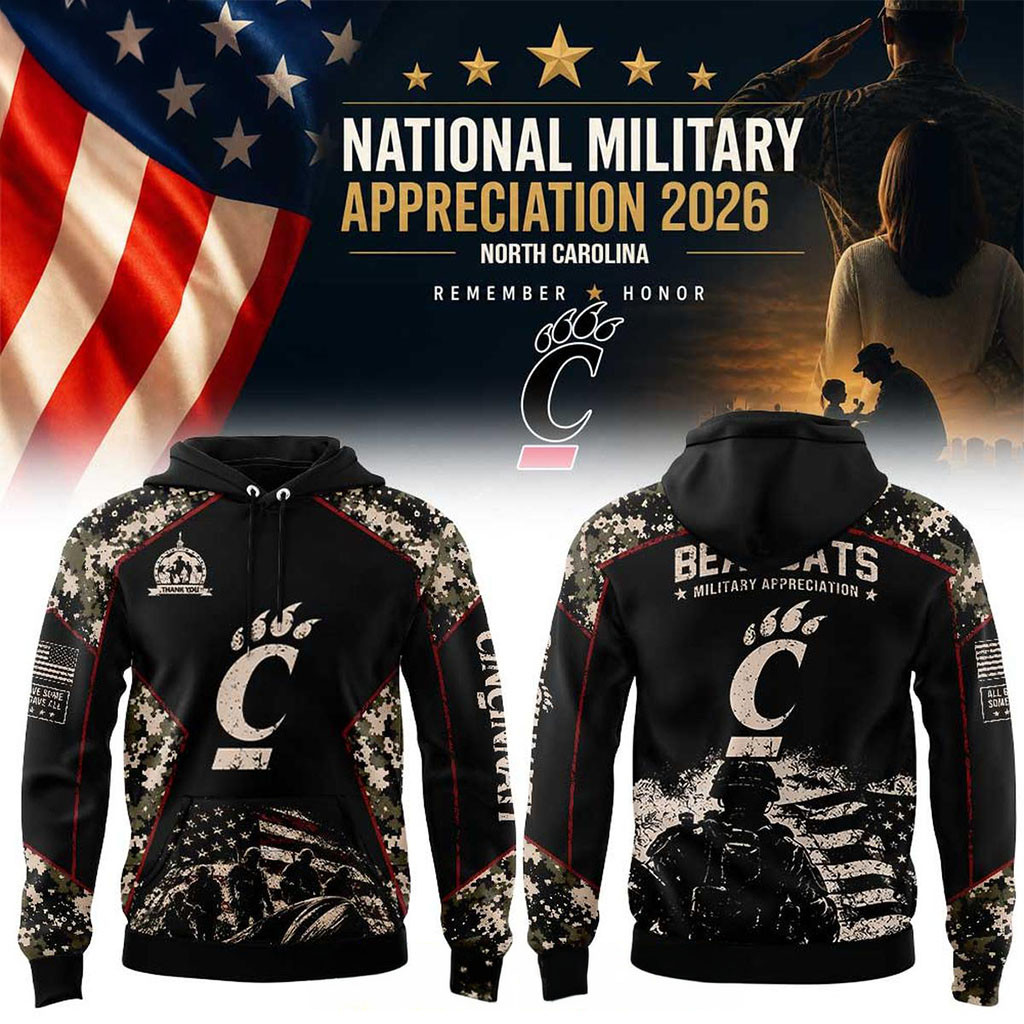 Cincinnati Bearcats 2026 National Military Appreciation Hoodie Cincinnati Bearcats Merch Gifts