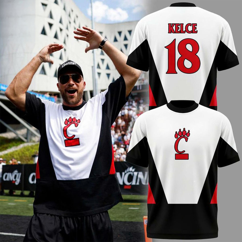 Cincinnati Bearcats X Travis Kelce 2026 T-Shirt No 18 Kelce Shirt Cincinnati Bearcats Merch Cincinnati Bearcats X Travis Kelce 2026 T-Shirt No 18 Kelce Shirt Cincinnati Bearcats Merch