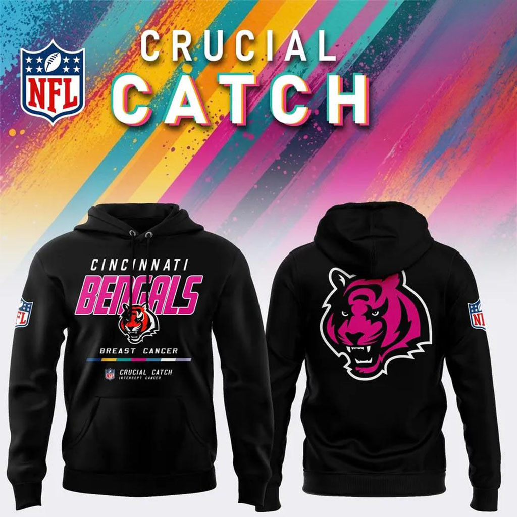 Cincinnati Bengals Crucial Catch Intercept Cancer Hoodie NFL Crucial Catch Merch 2026 Fan Gear Cincinnati Bengals Crucial Catch Intercept Cancer Hoodie NFL Crucial Catch Merch 2026 Fan Gear