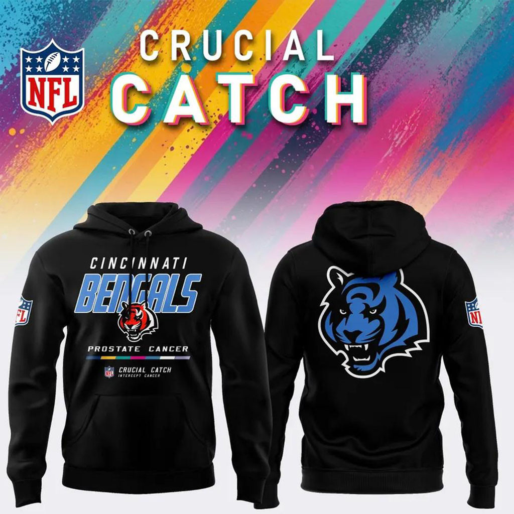 Cincinnati Bengals Crucial Catch Intercept Cancer Hoodie NFL Crucial Catch Merch 2026 Gift Ideas