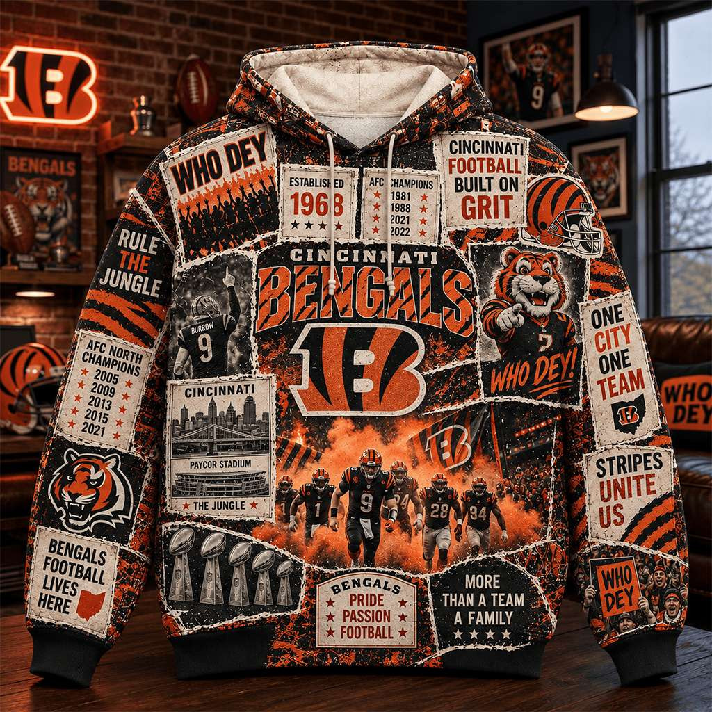 Cincinnati Bengals Merch Cincinnati Football Built On Grit Hoodie Who Dey Hoodie Gift For Fans