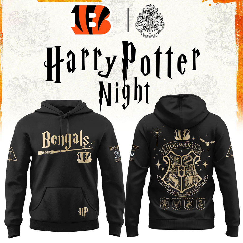 Cincinnati Bengals x Harry Potter 25th Anniversary Hoodie 2026 Bengals Merch Fan Gift Ideas