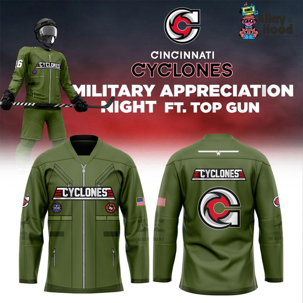 Cincinnati Cyclones Military Appreciation Night Ft Top Gun 2026 Hockey Jersey Cyclones Merch