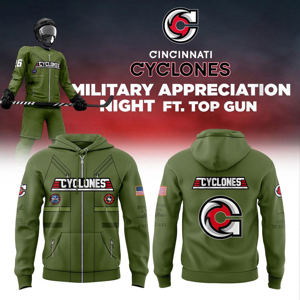 Cincinnati Cyclones Military Appreciation Night Ft Top Gun 2026 Hoodie Cincinnati Cyclones Merch