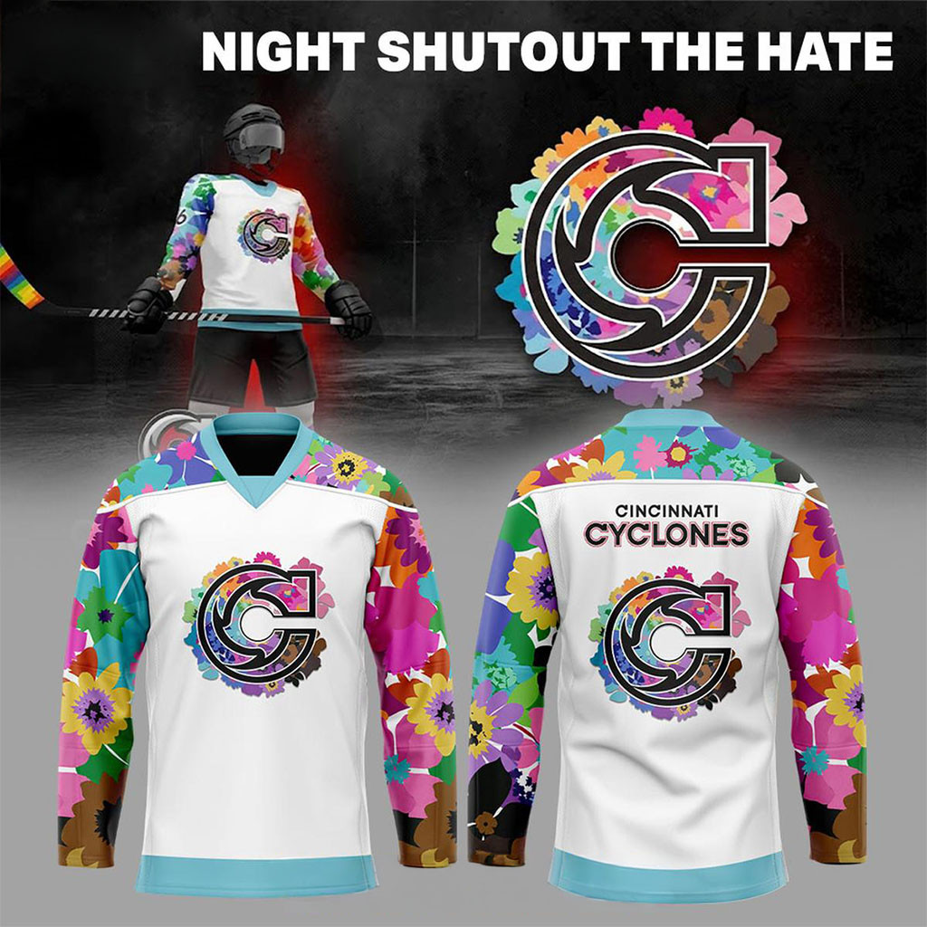 Cincinnati Cyclones Pride Night 2026 Shutout The Hate Hockey Jersey Cincinnati Cyclones Merch
