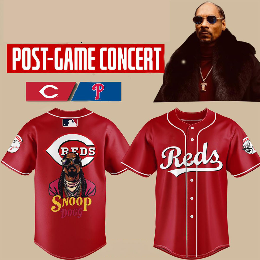 Cincinnati Reds X Snoop Dogg Post Game 2026 Concert Baseball Jersey Reds Merch Gift For Fans Cincinnati Reds X Snoop Dogg Post Game 2026 Concert Baseball Jersey Reds Merch Gift For Fans