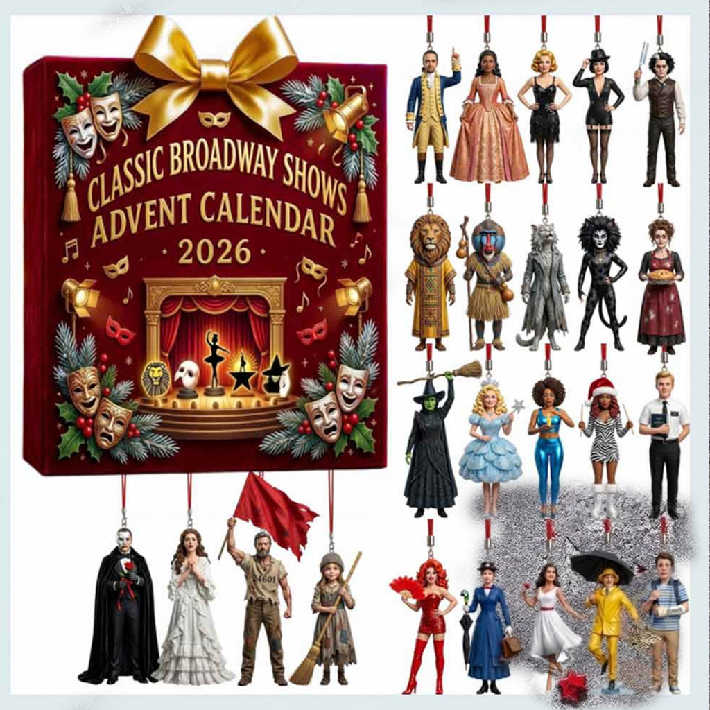 Classic Broadway Shows 2026 Advent Calendar Musical Theatre Ornaments Christmas Gift Ideas