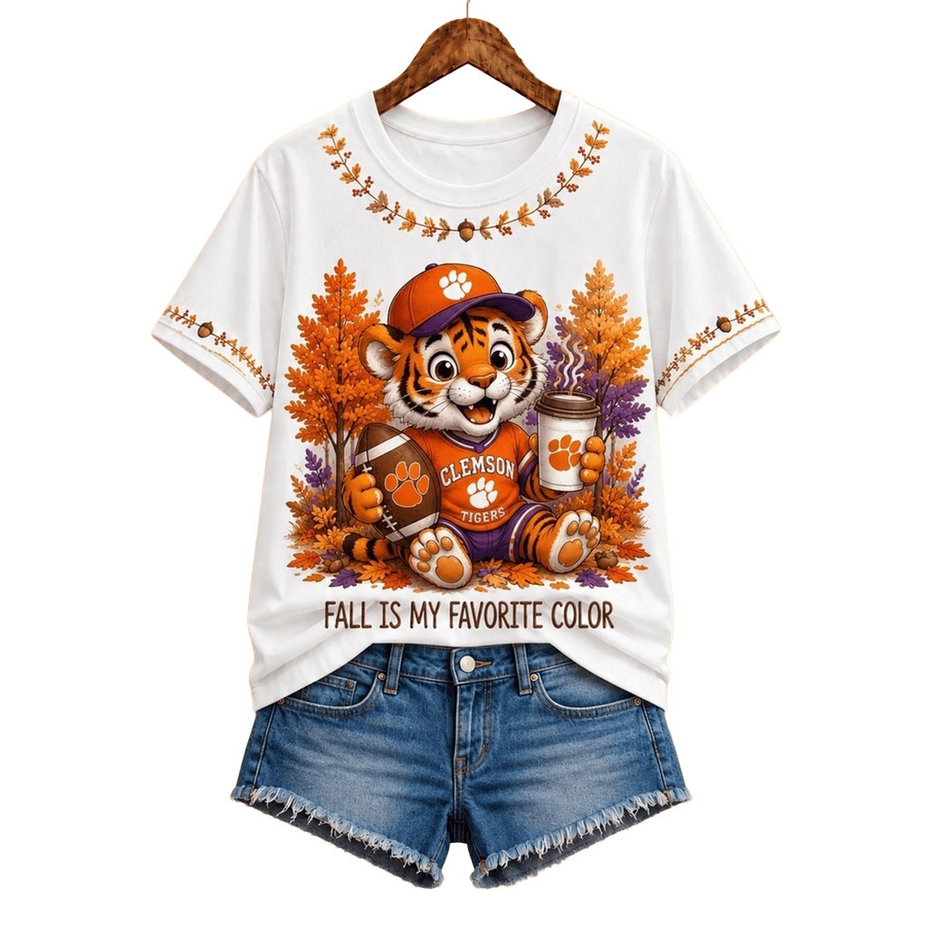 Clemson Tigers Fall Is My Favorite Color T-Shirt Clemson Tigers Merch Gift For Football Lovers
