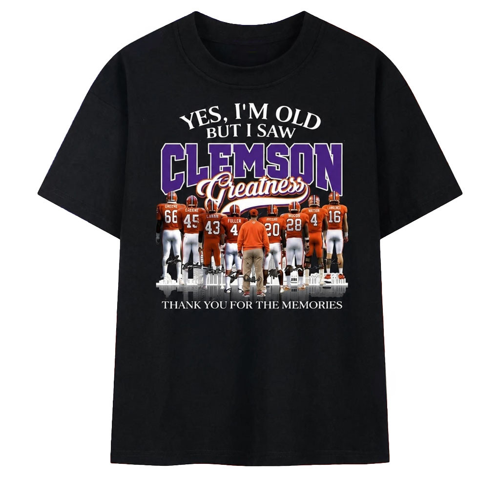 Clemson Tigers Football Greatness Legends Signatures Vintage T-Shirt Clemson Tigers Merch