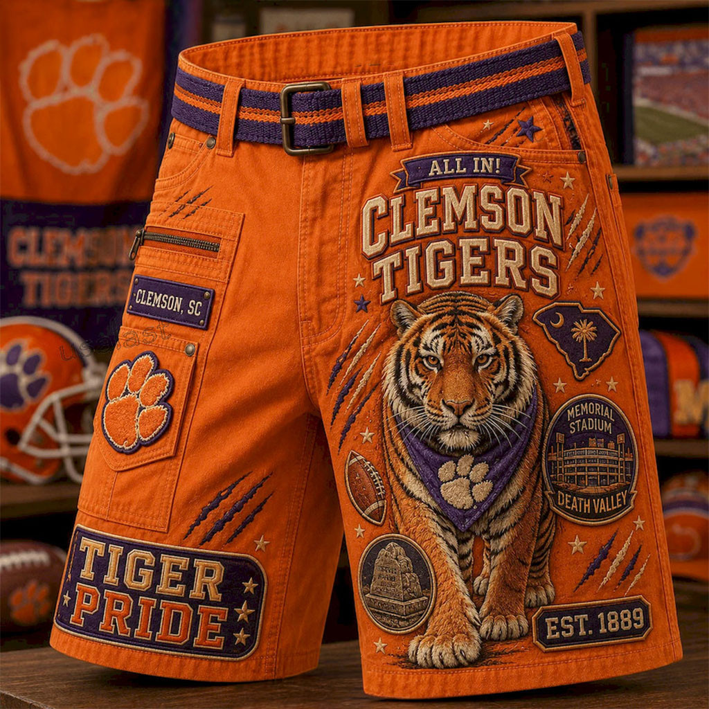 Clemson Tigers Merch All In Tiger Pride Shorts Gift Ideas For Football Lovers