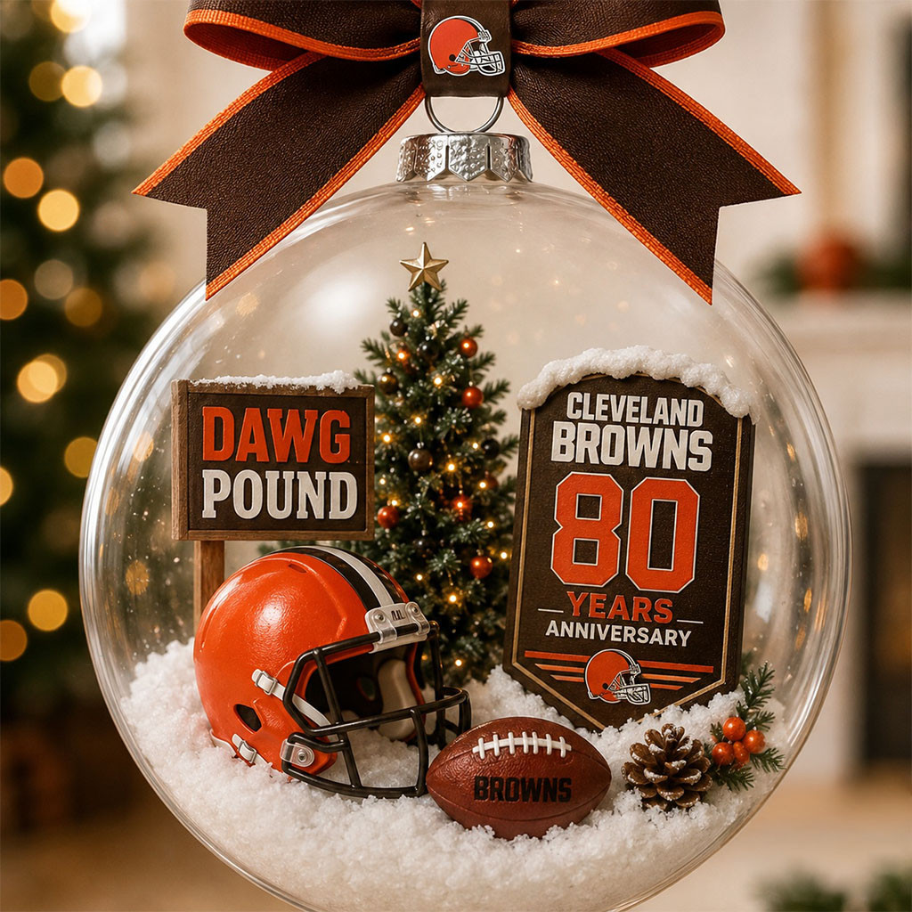 Cleveland Browns 80 Years Anniversary Globe Ornament Browns Merch Best Gifts For Baseball Lovers