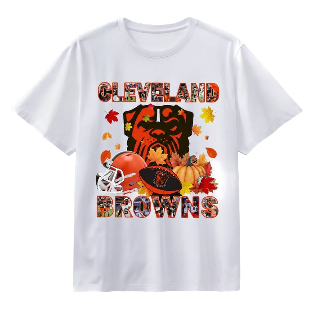 Cleveland Browns Autumn Fall Pumpkin Graphic T-Shirt Cleveland Browns Merch Football Fan Gear