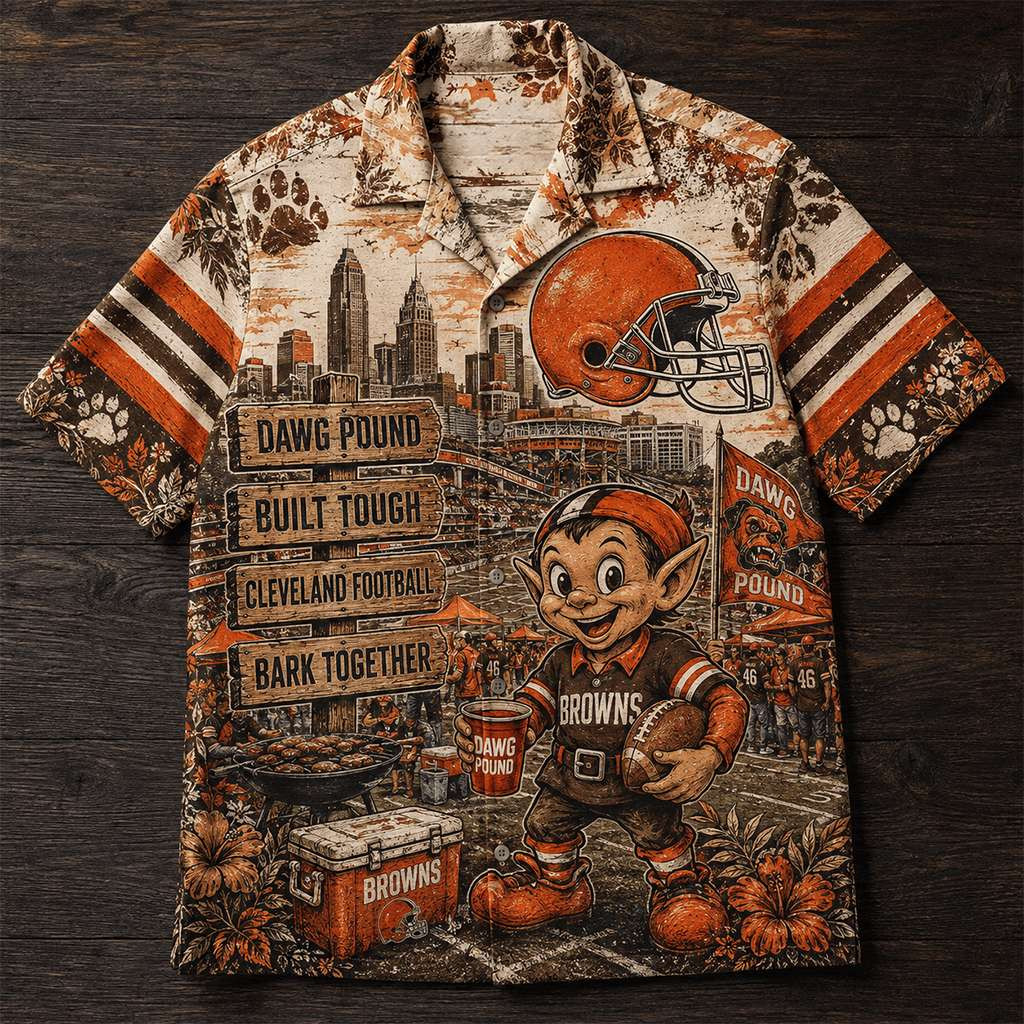 Cleveland Browns Dawg Pound Built Tough Hawaiian Shirt Cleveland Football Merch Gift For Fans