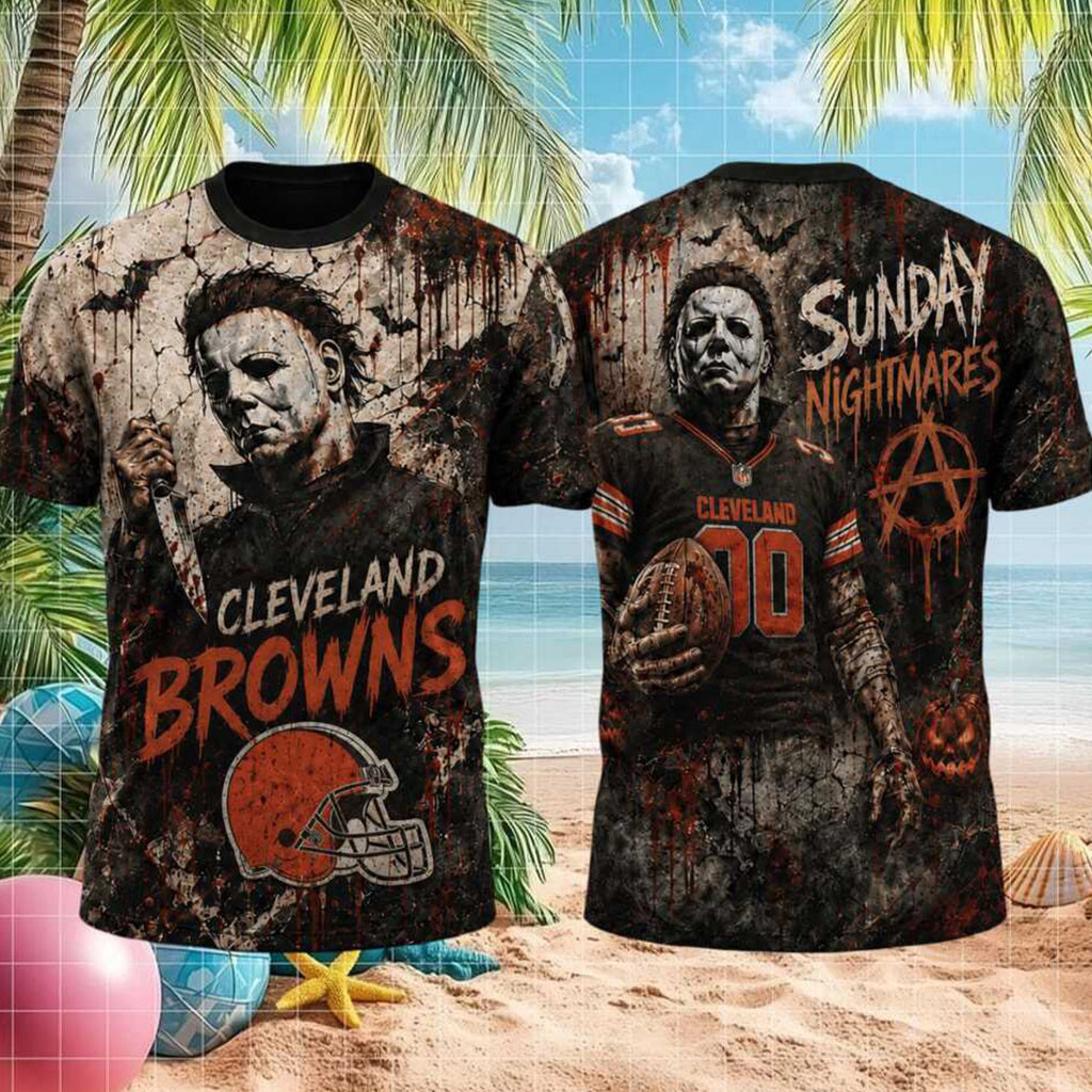 Cleveland Browns Michael Myers Sunday Nightmares Shirt Cleveland Browns Merch Football Fan Gift