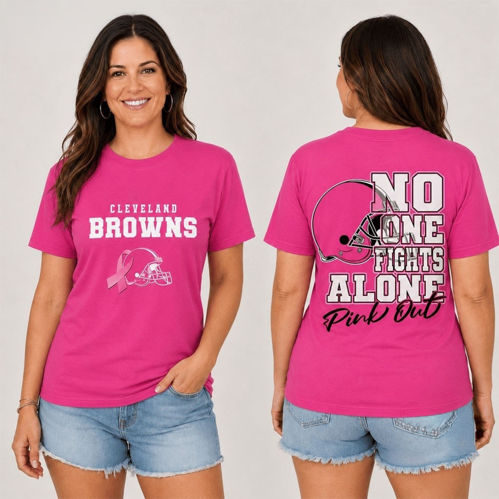 Cleveland Browns No One Fight Alone Pink Out T-Shirt Browns Merch Best Gifts For Football Fans Cleveland Browns No One Fight Alone Pink Out T-Shirt Browns Merch Best Gifts For Football Fans