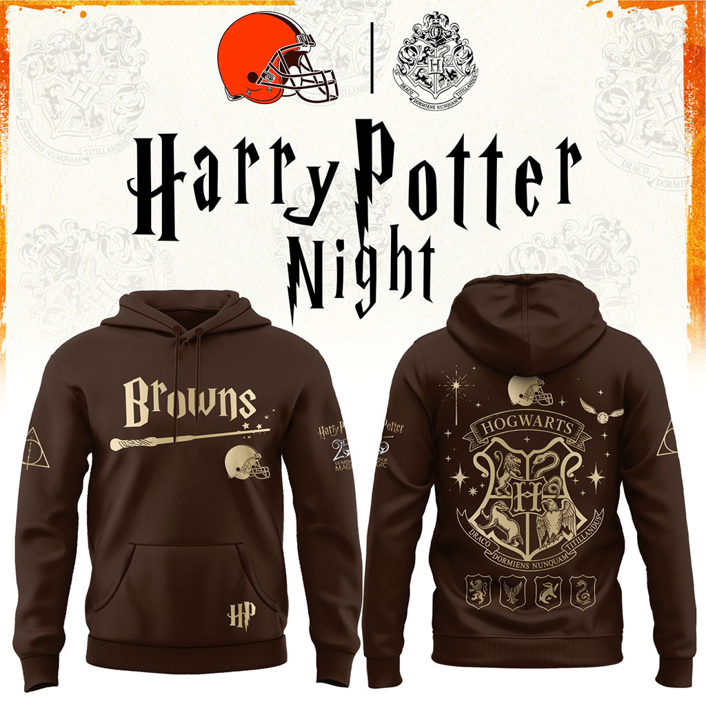Cleveland Browns x Harry Potter 25th Anniversary Hoodie 2026 Browns Merch Gift For Football Fan Cleveland Browns x Harry Potter 25th Anniversary Hoodie 2026 Browns Merch Gift For Football Fan