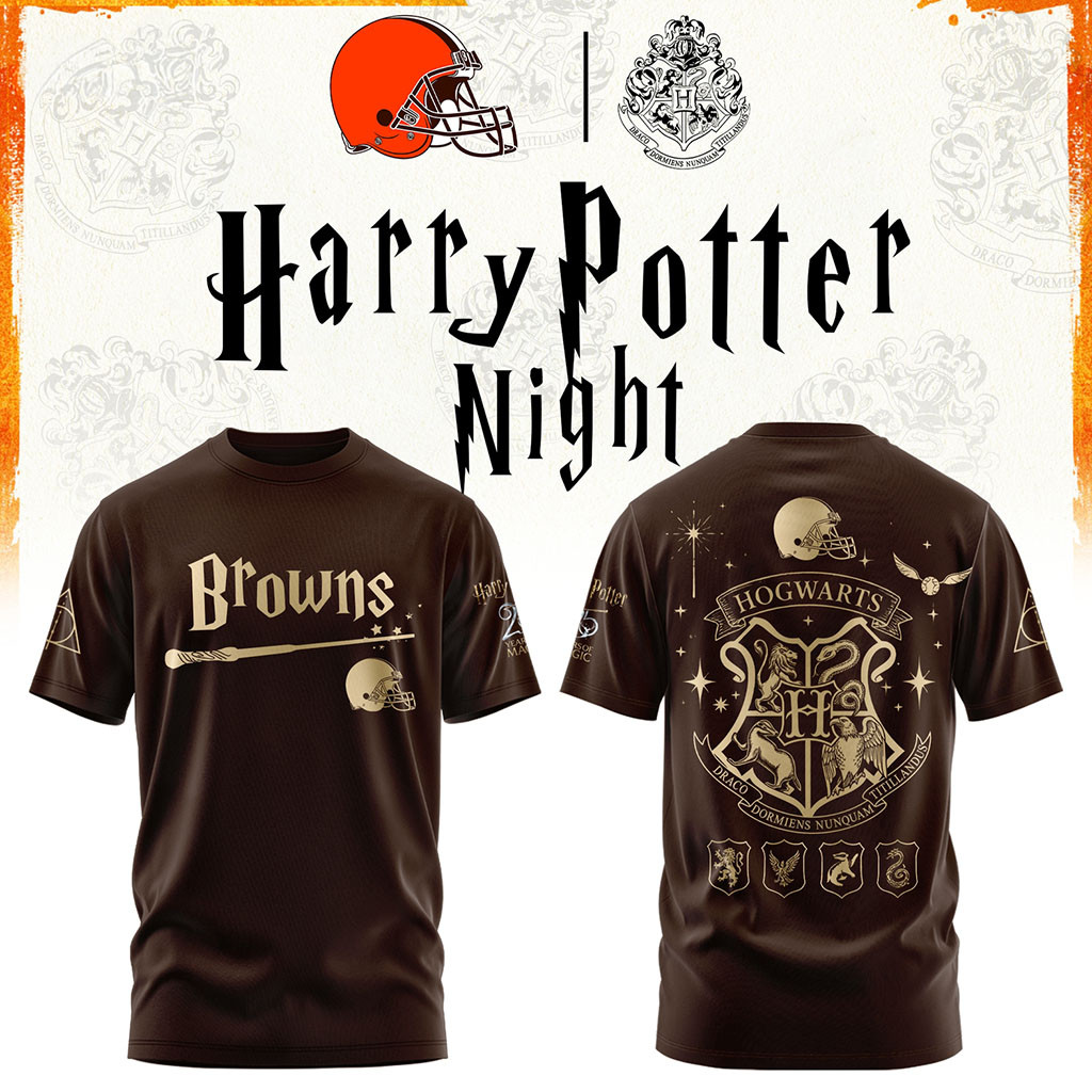 Cleveland Browns x Harry Potter 25th Anniversary Shirt Browns Merch Best Gifts For Football Fans