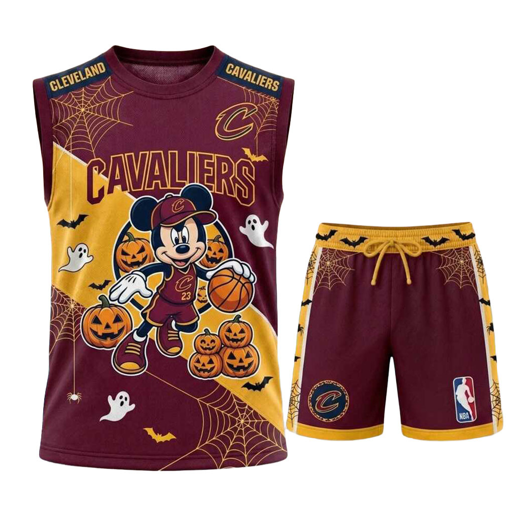 Cleveland Cavaliers Mickey Mouse Halloween Basketball Muscle Tank And Shorts Cavaliers Merch