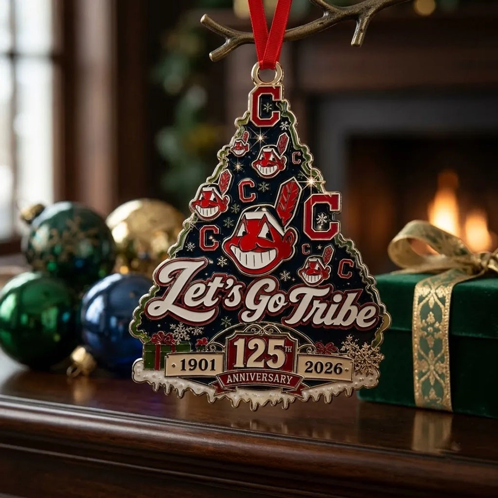 Cleveland Guardians 125th Anniversary Let's Go Tribe Christmas Ornament Guardians Merch Decor