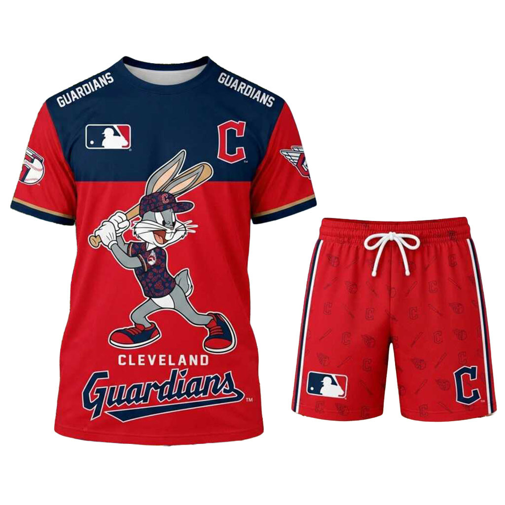 Cleveland Guardians Bugs Bunny Shirt And Shorts Set Cleveland Guardians Merch Present For Fans Cleveland Guardians Bugs Bunny Shirt And Shorts Set Cleveland Guardians Merch Present For Fans