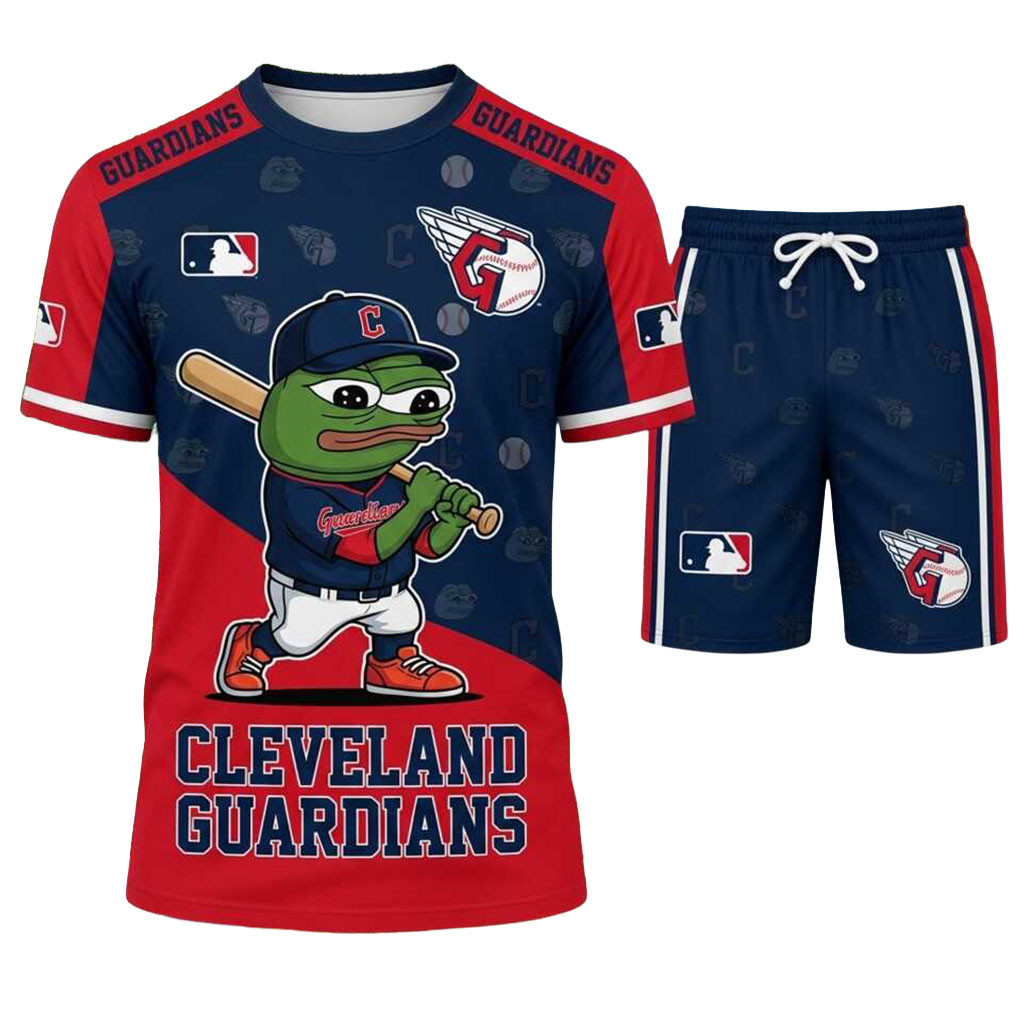 Cleveland Guardians Pepe Frog Shirt And Shorts Set Cleveland Guardians Merch Baseball Fan Gifts