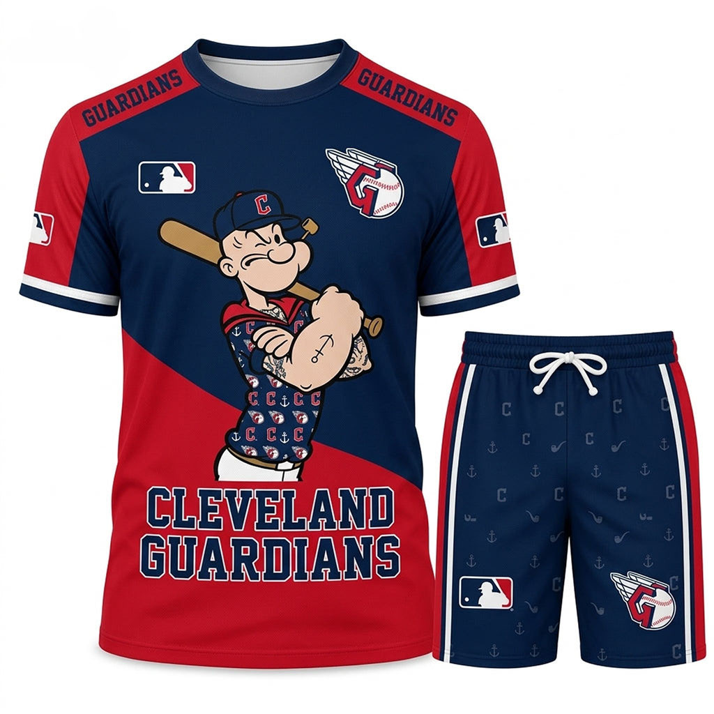 Cleveland Guardians X Popeye The Sailor T-Shirt And Shorts Set Cleveland Guardians Merch