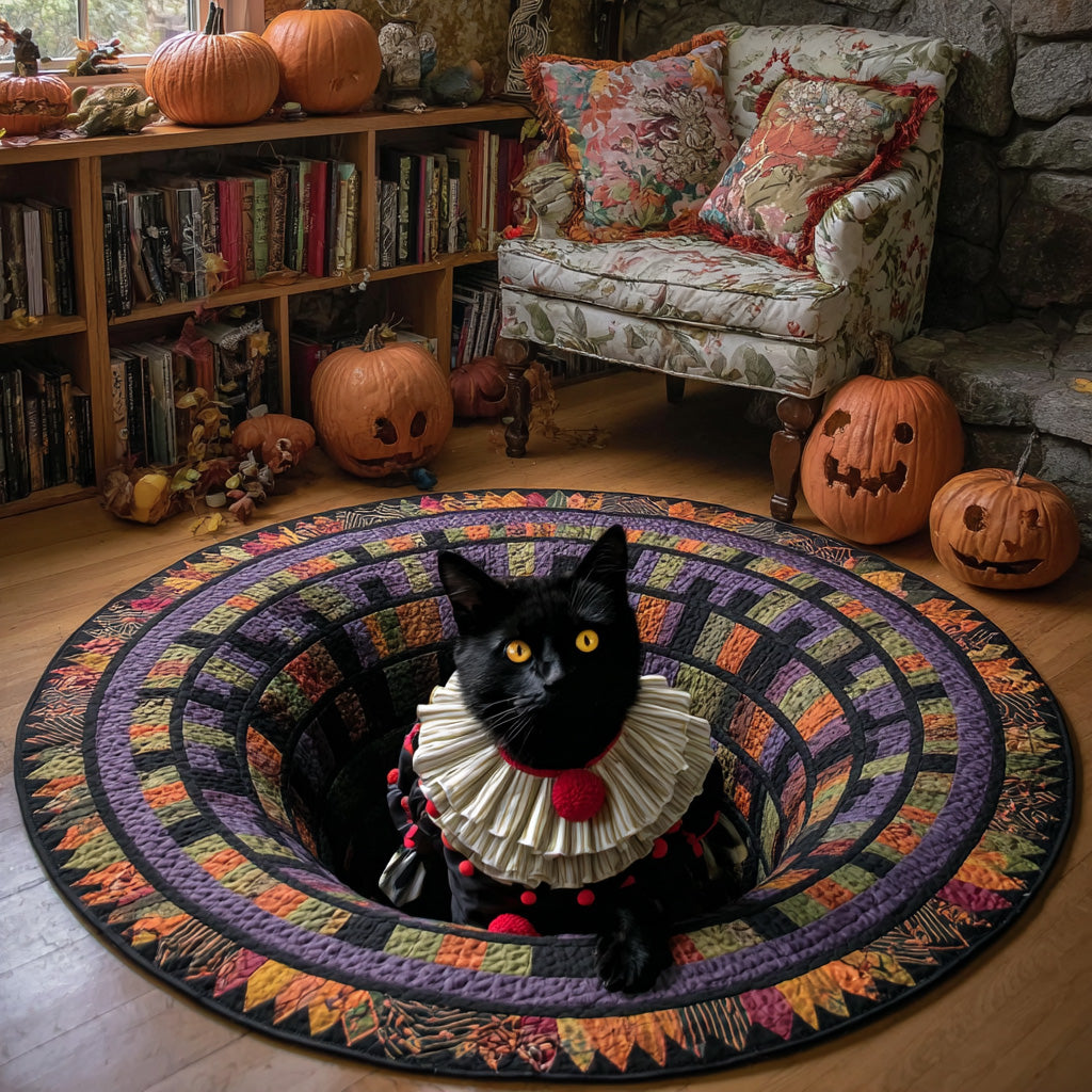 Clown Shadows Quilted Round Mat Ghost Home Decor Welcome Home Gifts