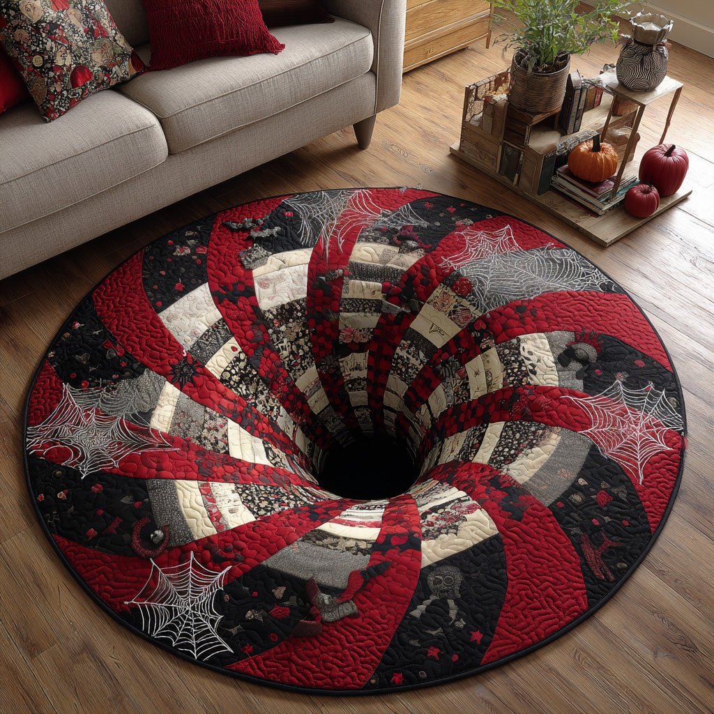 Cobweb Swirl Quilted Round Mat Round Indoor Area Rugs Cute Halloween Gifts Cobweb Swirl Quilted Round Mat Round Indoor Area Rugs Cute Halloween Gifts
