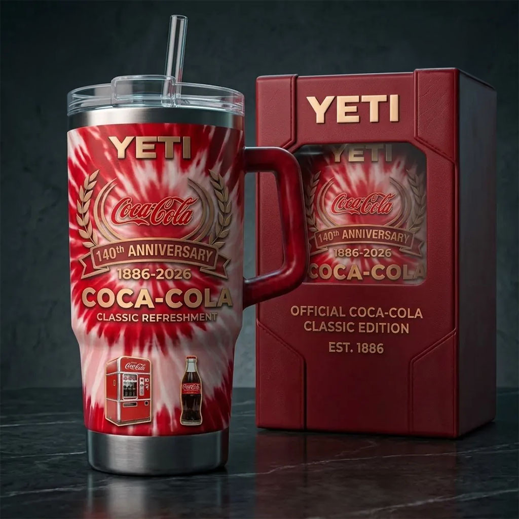 Coca Cola 140th Anniversary 2026 YETI Tumbler Coca Cola Merch Birthday Gifts For Friends