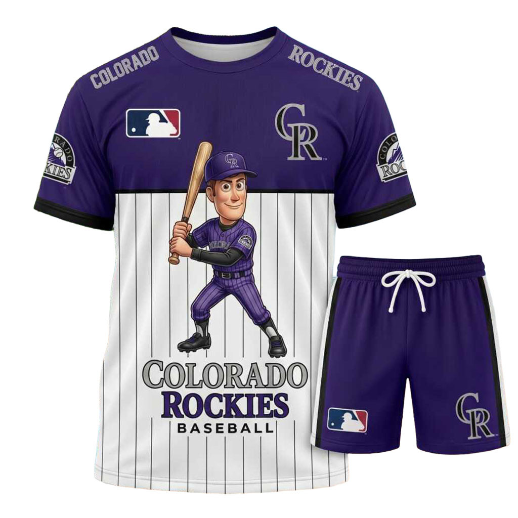 Colorado Rockies Baseball Cartoon Player Shirt And Shorts Colorado Rockies Merch Fan Gifts