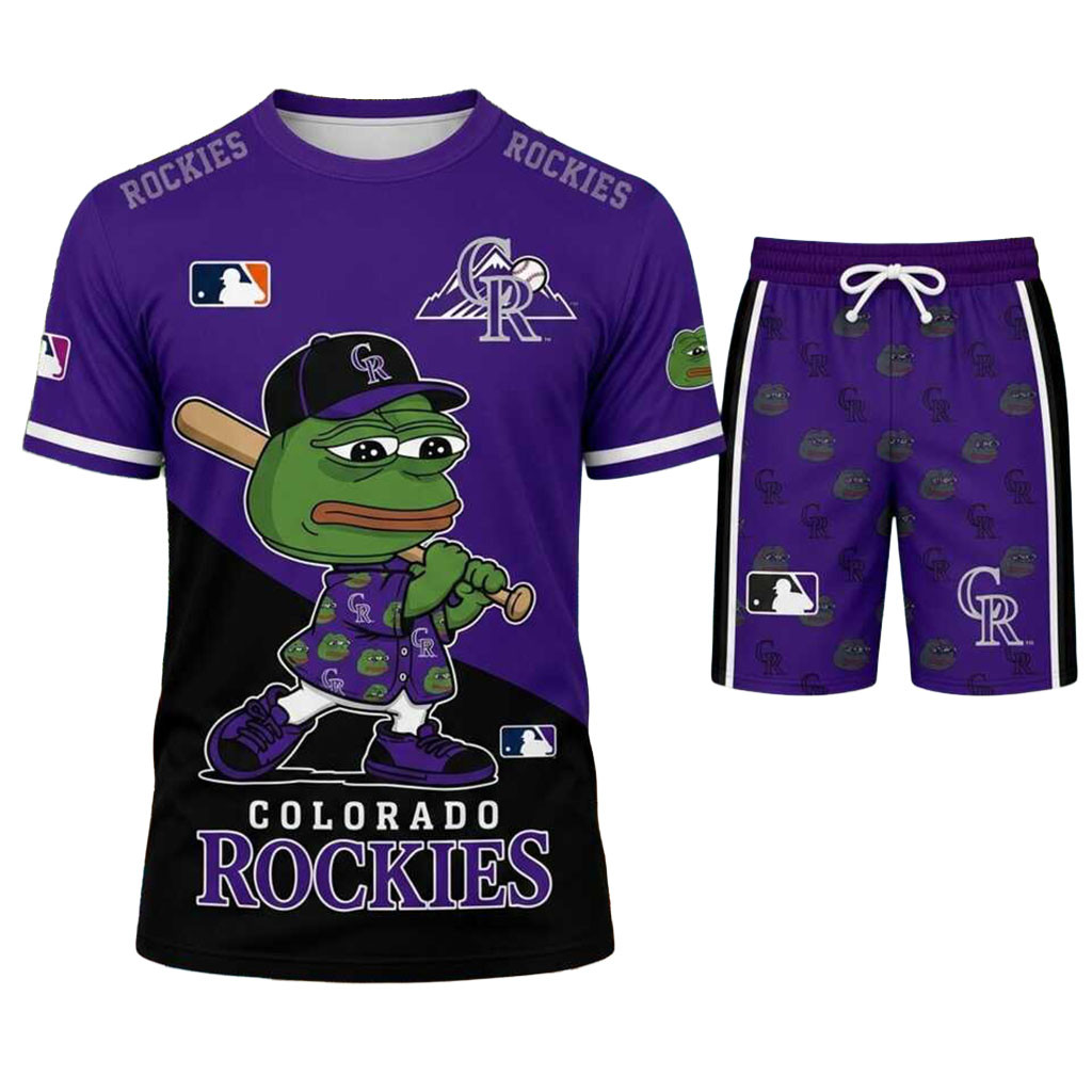 Colorado Rockies Pepe The Frog Shirt And Shorts Set Colorado Rockies Merch Baseball Fan Gifts