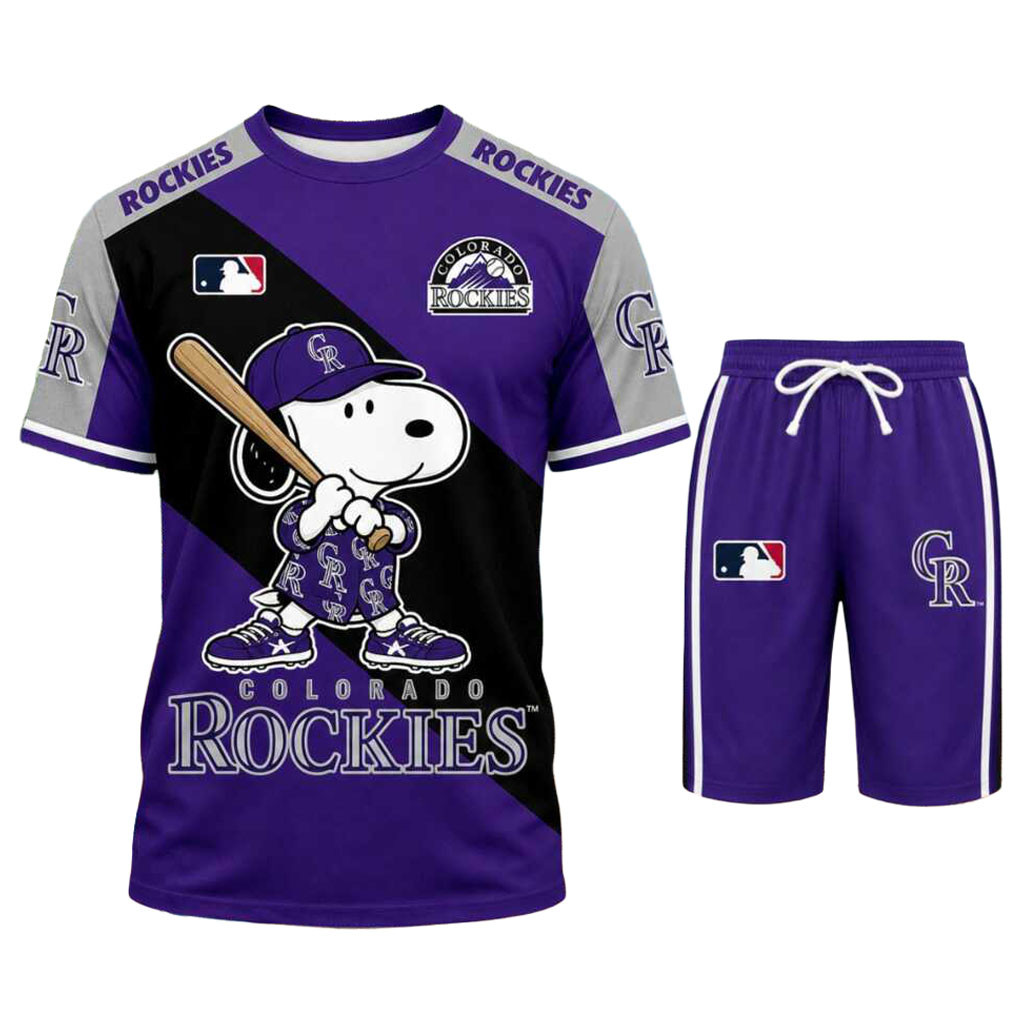 Colorado Rockies Snoopy Cartoon Shirt And Shorts Colorado Rockies Merch Baseball Player Gifts Colorado Rockies Snoopy Cartoon Shirt And Shorts Colorado Rockies Merch Baseball Player Gifts
