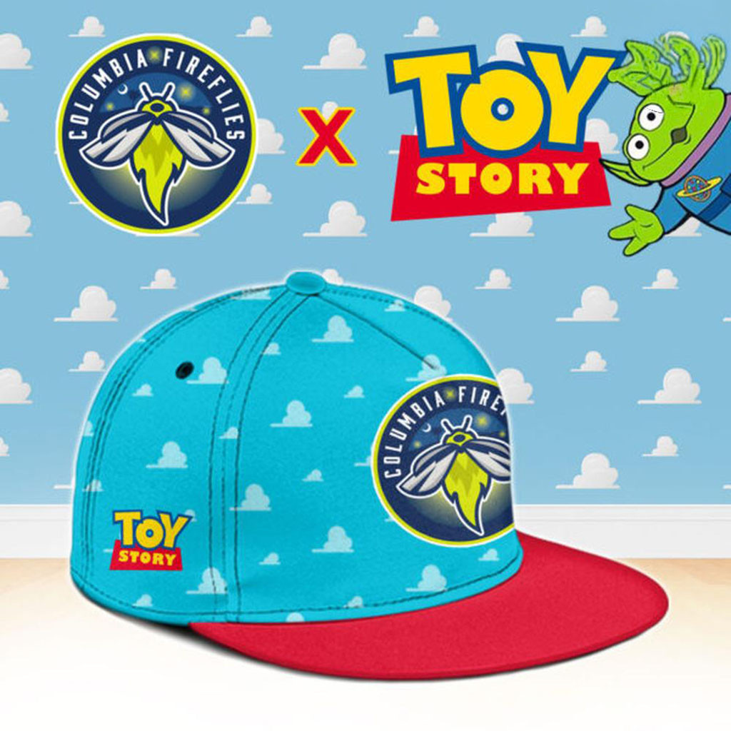 Columbia Fireflies Merch Toy Story X Columbia Fireflies Snapback Hat Baseball Team Gifts