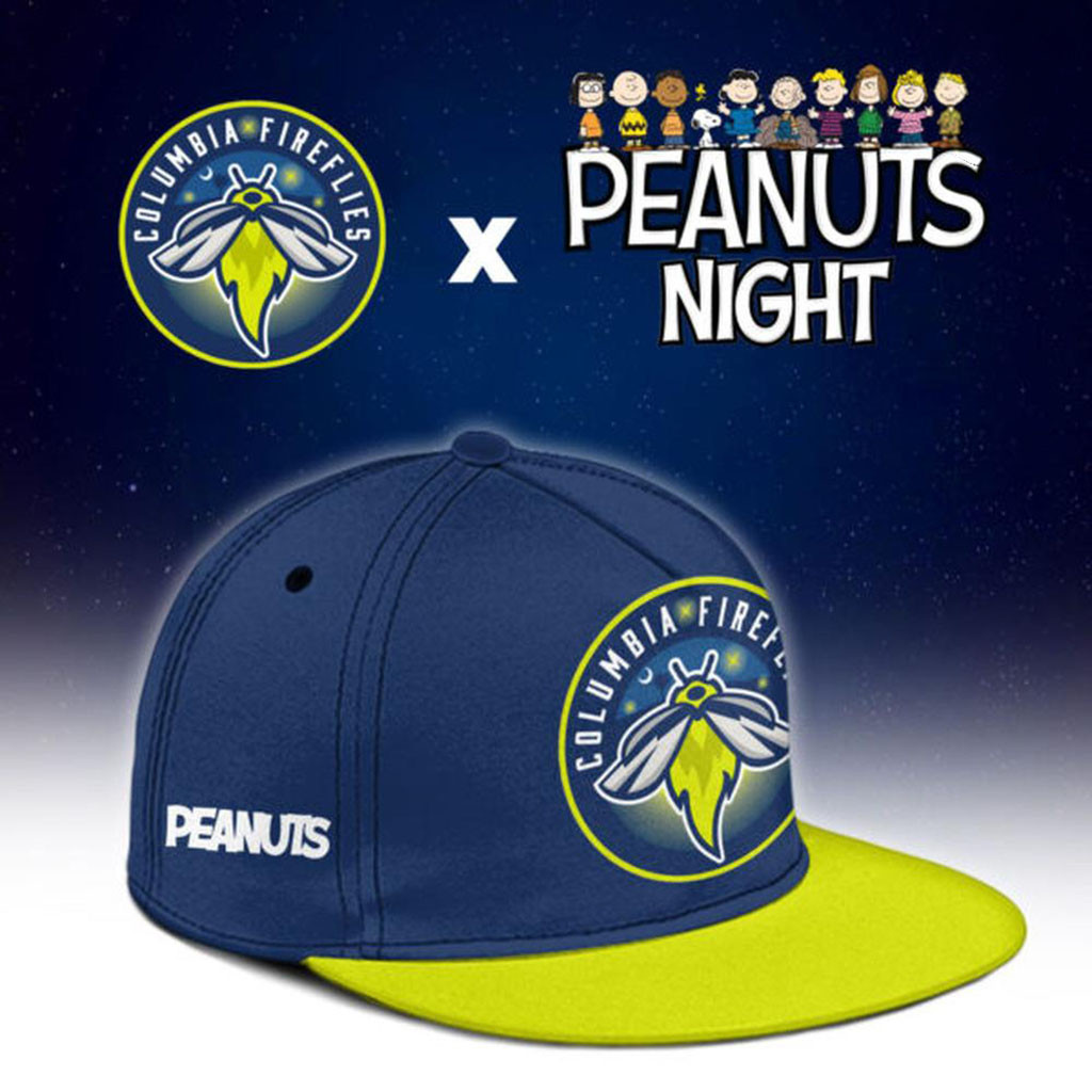 Columbia Fireflies X Peanuts Night Snapback Hat Fireflies Merch Gift For Baseball Lovers