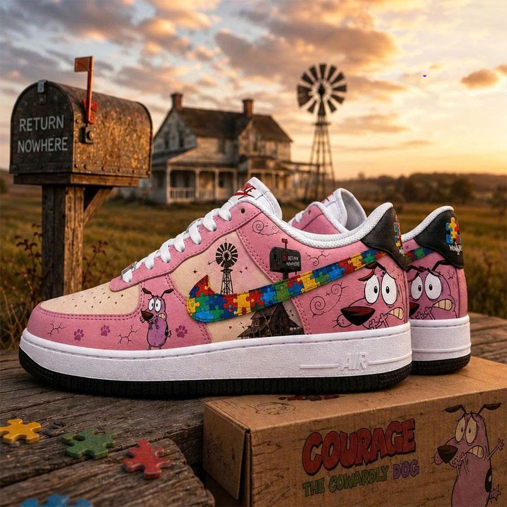 Courage The Cowardly Dog Autism Shoes Sneakers Autistic Gift Ideas For Son